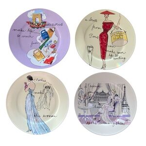 Rosanna set of 4 - 8" Dessert Plates - I Enjoy Being A Girl! in Original Box